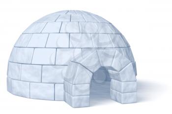 Igloo icehouse isolated on white background three-dimensional illustration