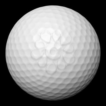 One white golf ball isolated on black background