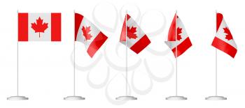 Small table flag of Canada on stand set isolated on white 3D illustrations.