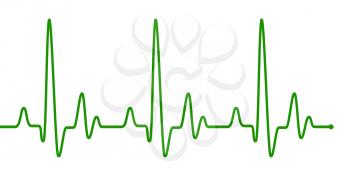 Green heart beat pulse graphic line on white. Healthcare medical sign with heart cardiogram. Cardiology concept pulse rate diagram illustration