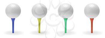 Golf ball on tee collection 3D illustration isolated on white background