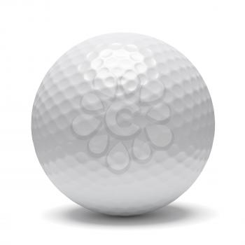 White golf ball isolated on white background with shadow