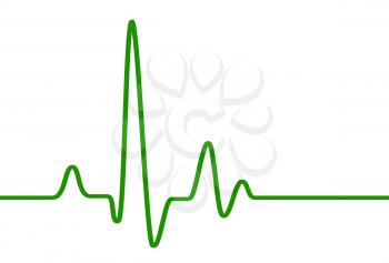 Green heart beat pulse line on white, healthcare medical sign with heart cardiogram, cardiology concept pulse rate diagram illustration.