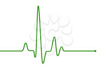 Green heart pulse graphic line on white. Healthcare medical sign with heart cardiogram. Cardiology concept pulse rate diagram illustration.