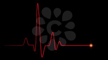 Red heart pulse graphic line on black, healthcare medical background with heart cardiogram, cardiology concept pulse rate diagram illustration