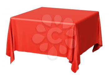 Red square tablecloth isolated on white, 3d illustration