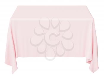 Pink square tablecloth isolated on white, 3d illustration