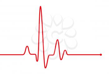 Red heart pulse graphic line on white, healthcare medical sign with heart cardiogram, cardiology concept pulse rate diagram illustration