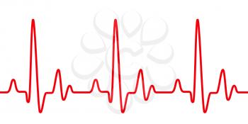 Red heart pulse graphic line on white, healthcare medical sign with heart cardiogram, cardiology concept pulse rate diagram illustration.