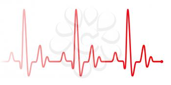 Red heart beat pulse graphic line on white. Healthcare medical sign with heart cardiogram, cardiology concept pulse rate diagram illustration