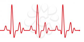 Red heart beat pulse graphic line on white. Healthcare medical sign with heart cardiogram, cardiology concept pulse rate diagram illustration.