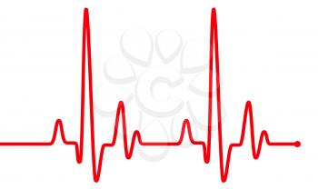 Red heart beat pulse graphic line on white, healthcare medical sign with heart cardiogram. Cardiology concept pulse rate diagram illustration