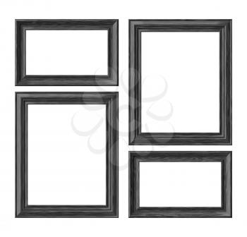 Black wood blank frames for picture or photo isolated on white background, decorative wooden picture frames template set, art frame mock-up 3D illustration