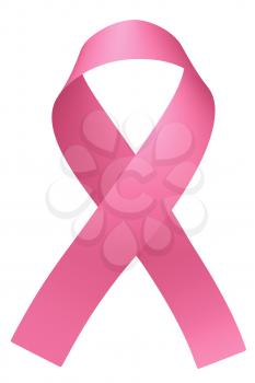 Realistic pink ribbon of breast cancer awareness campaign in october month isolated on white creative 3D illustration