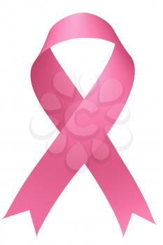 Realistic pink ribbon of breast cancer awareness campaign in october month isolated on white background creative 3D illustration