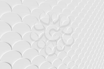 Abstract white geometric texture background with circle tile with light and shadows. 3D illustration can be used in design and website background