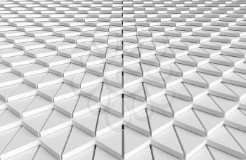 Abstract white geometric texture background with light and shadows perspective view. 3D illustration can be used in design and website background