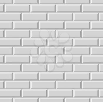 Abstract white geometric seamless bricks texture background with light and shadows. 3D illustration can be used in design and website background