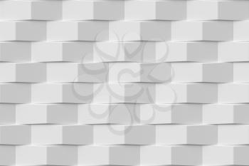 Abstract white geometric seamless decorative bricks texture background with light and shadows. 3D illustration can be used in design and website background
