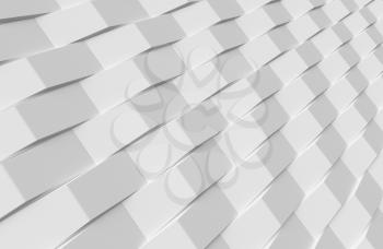 Abstract white geometric decorative bricks texture background with light and shadows diagonal view. 3D illustration can be used in design and website background