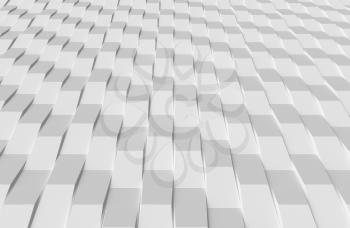 White geometric decorative bricks abstract texture background with light and shadows, perspective view. 3D illustration can be used in design and website background