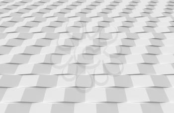 Abstract white geometric decorative bricks texture background with light and shadows perspective view. 3D illustration can be used in design and website background