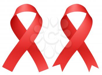 Red ribbon, World Cancer Day symbol in 4th february isolated on white background creative 3D illustration set