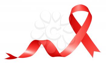 Red ribbon, World Cancer Day symbol in 4th february isolated on white background, creative 3D illustration