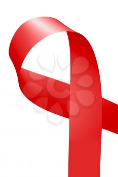 Red ribbon isolated on white, World Cancer Day symbol in 4th february creative 3D illustration.