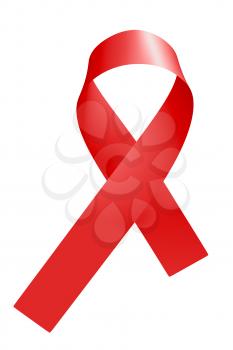 Red ribbon isolated on white background, World Cancer Day symbol in 4th february, creative 3D illustration.