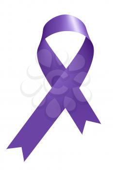Purple Ribbon isolated on white Purple Day epilepsy awareness sign of Supporting Epilepsy Around The World. International epilepsy solidarity day 3D illustration.