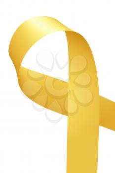 Yellow ribbon International Childhood Cancer Awareness Day sign isolated on white background awareness campaign in february month, design element 3D illustration.