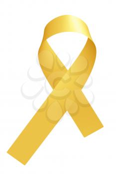 Yellow ribbon International Childhood Cancer Awareness Day symbol isolated on white background, awareness campaign in february month, design element 3D illustration