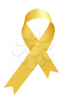Yellow ribbon International Childhood Cancer Awareness Day sign isolated on white awareness campaign in february month, design element 3D illustration.