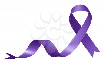 Purple Ribbon isolated on white background Purple Day epilepsy awareness symbol of Supporting Epilepsy Around The World. International epilepsy solidarity day 3D illustration.