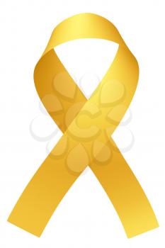 Yellow ribbon International Childhood Cancer Awareness Day symbol isolated on white awareness campaign in february month, design element 3D illustration