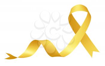 Yellow ribbon International Childhood Cancer Awareness Day symbol isolated on white background awareness campaign in february month, design element 3D illustration.