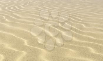 Light dry wavey sand on the beach with waves under bright summer sunlight close-up perspective view, nature 3D illustration background