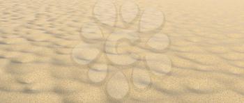 Dry sand on the beach under bright summer sunlight closeup perspective view nature 3D illustration