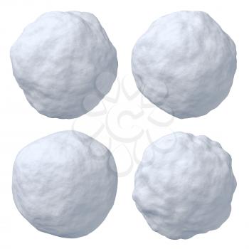Set of snowballs isolated on white background