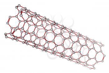 Carbon nanotube on a white background