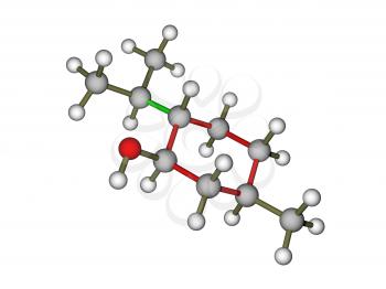 The 3D model of menthol molecule isolated on the white background