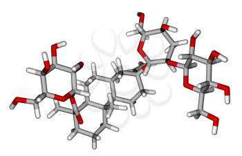Optimized molecular structure of stevioside, extremly sweet compound found in the stevia plant.