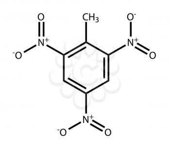 Structural formula of trinitrotoluene drawn on a white background