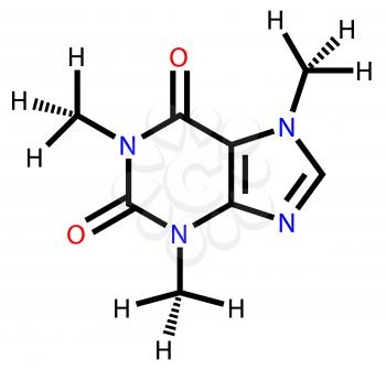 Structural formula of caffeine drawn on a white background