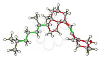 Optimized molecular structure of vitamin D3 (Cholecalciferol) on a white background