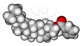 Cholesteryl benzoate, a liquid crystal molecule isolated on a white background