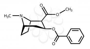 Structural formula of cocaine drawn on a white background