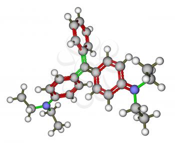 Optimized molecular structure of brilliant green dye on a white background