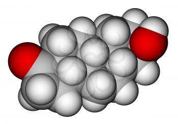 Androsterone, a male sex hormone. Molecular model